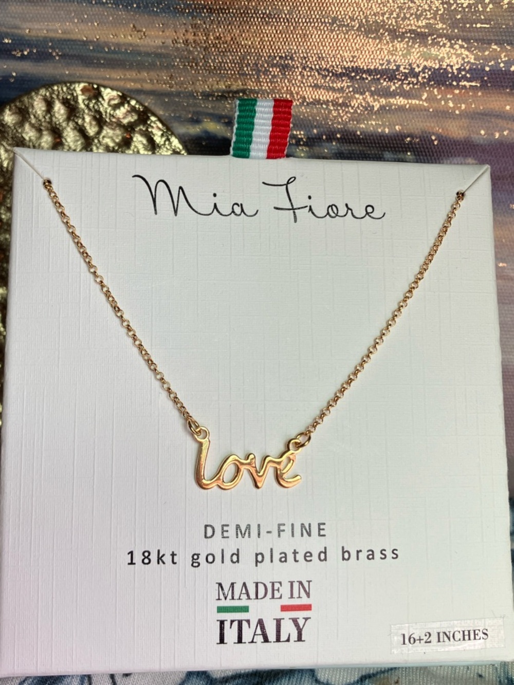 Mia Fiore Gold 'Love' Pendant Necklace with FREE Gold plated Earrings :)